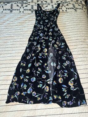 NICHOLAS Quiet Luxury Brand Black Floral Tie Front Maxi Dress - 0